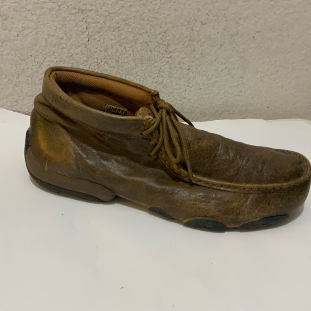TWISTED X BOMBER LEATHER LACE-UP DRIVING MOCCASINS Brown